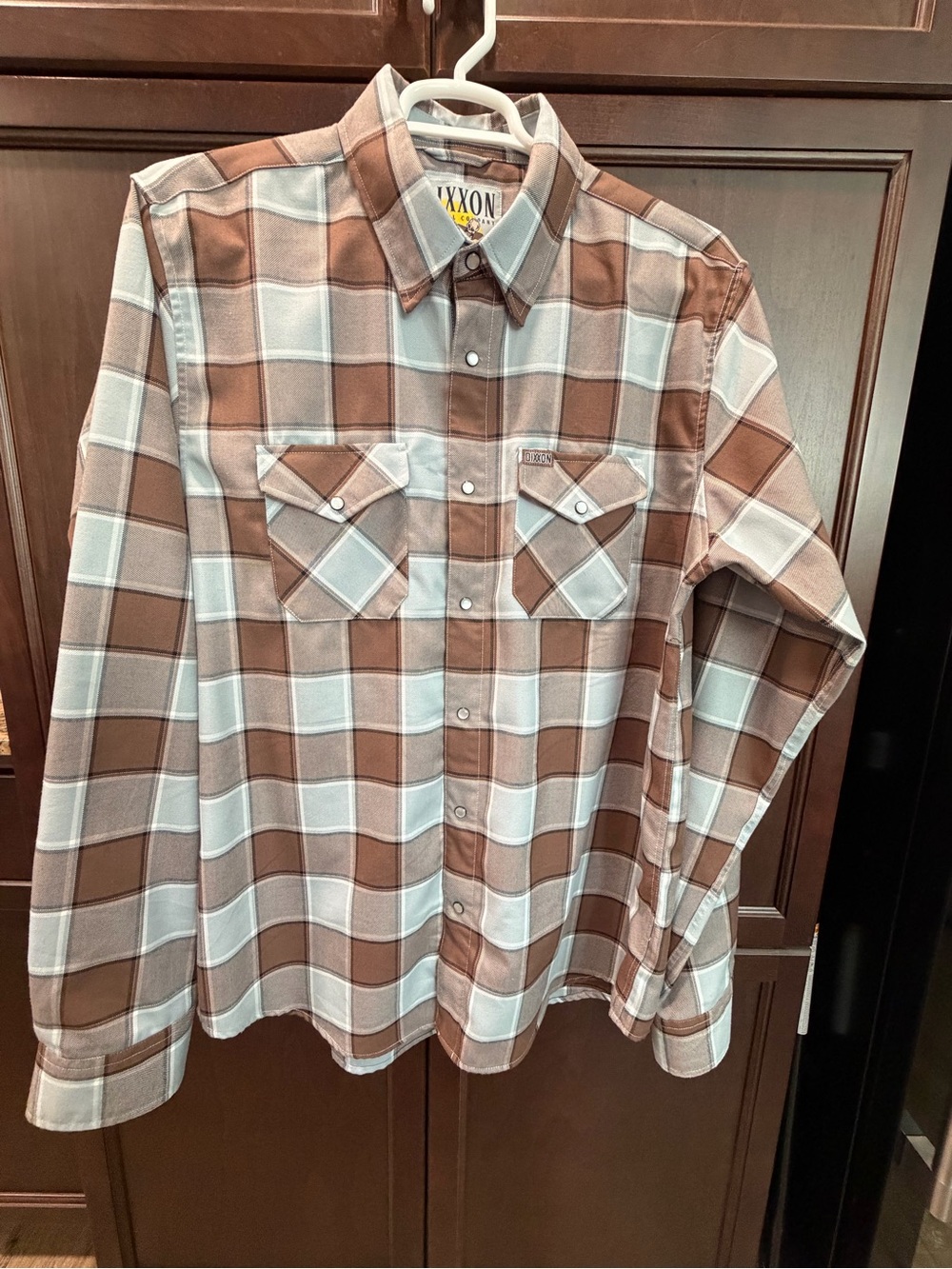Dixxon Brown & Light Blue Plaid Long-Sleeve Men's Shirt